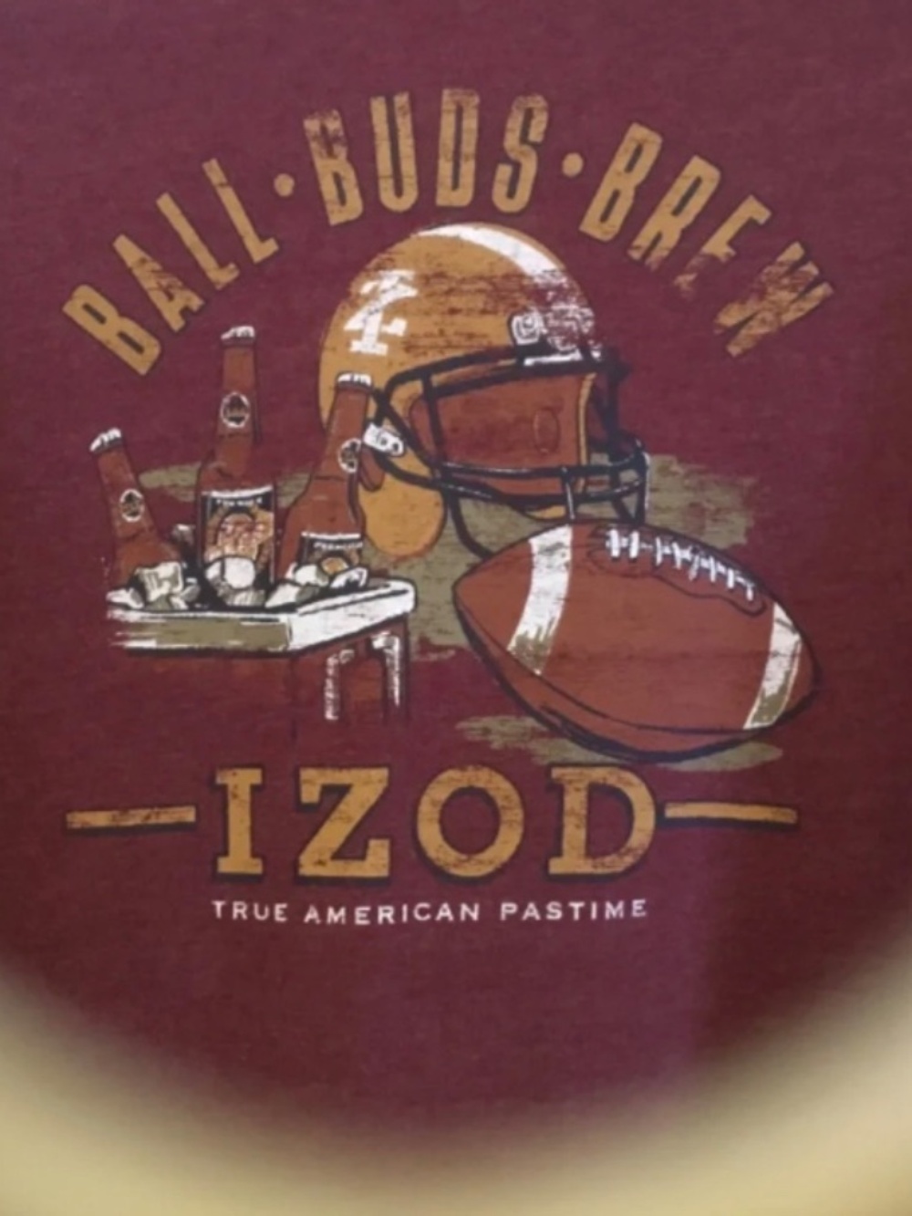FOOTBALL BUDS BREW - IZOD Long Sleeve Men’s FOOTBALL Burgundy Nice!